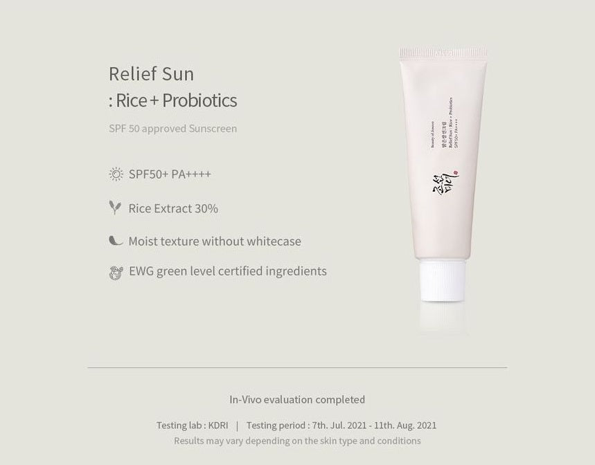 Beauty of Joseon - Relief Sun: Rice+ Probiotics SPF 50+ PA++++ 50ml